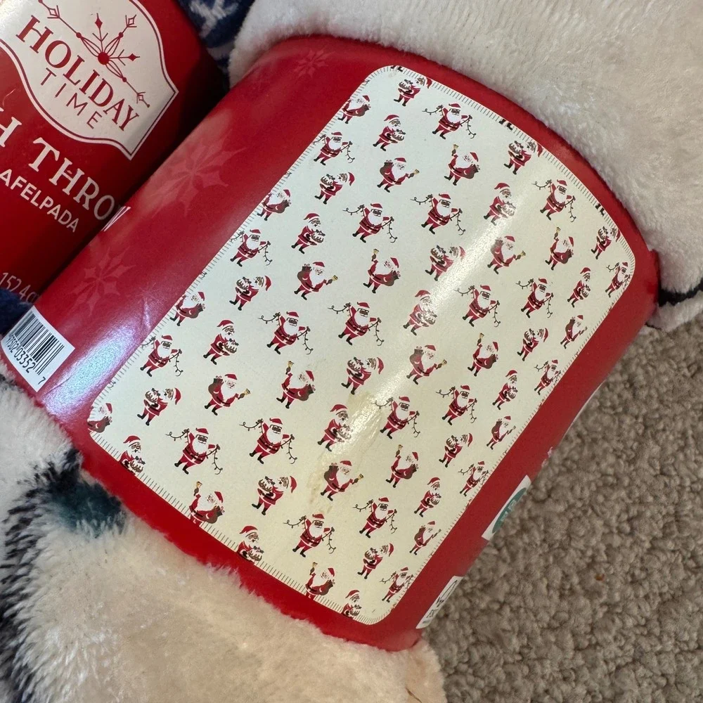 Holiday Time Plush Throw Blanket 2 Pack Christmas Santa Candy Cane 50x60 New